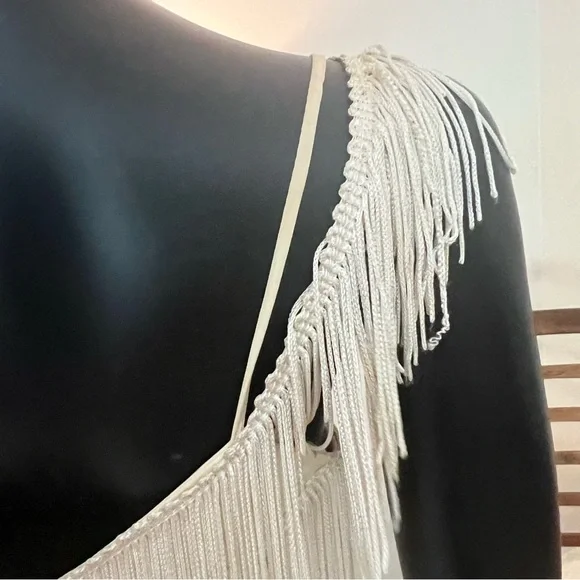 Ivory Fringe Slip Dress - Picture 7 of 16